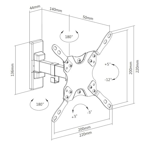 Support mural TV 2 joints orientable TECHLY 109160 pour écran LED-LCD - 3