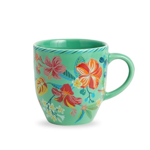 Image of Shay Ceramic Coffee Mug, 1 Pc, 300ml, Big Bold Floral | Medium Mug | Glossy Finish | Ceramic Cup | Microwave Safe (Mint Big Bold Milk Mug, 1Pc)