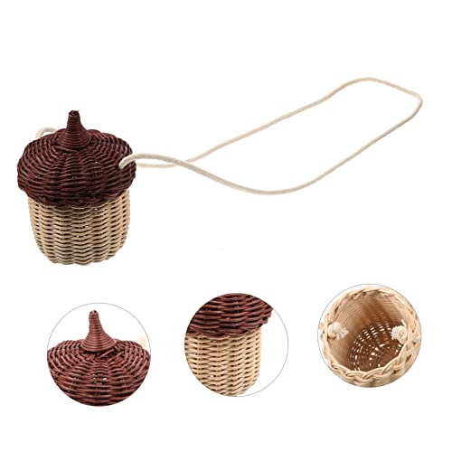 LIFKOME Mini Rattan Woven Acorn Basket Crossbody Bag Cute Shoulder Purse Charming Handcrafted Hanging Storage for Travel Shopping Seaside Gift3