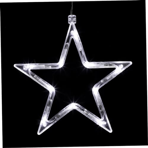 Garneck 10 Christmas Lights LED Hanging Window Lights with Suction Cup for Indoor Decor Pure White Five Design Battery Operated for Xmas Party and Home