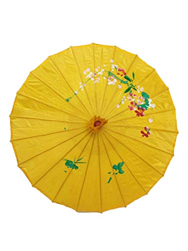 Image of BookMyCostume Yellow Paper Parasol Umbrella Japanese Kimono Dance Costume Accessory for Kids & Adults