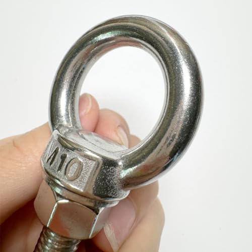 Image of Shoulder Eye Bolt, 2 PCS M10 Heavy Duty Lifting Ring 2.4 inch Threaded Eyebolt Lifting Ring Eye Bolts with Nuts and Flat Washers(Thread Length 60mm)
