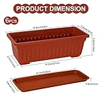 6 Packs Window Box Planter, 17 Inches Flower Window Box Rectangular Plastic Vegetable Planters with Trays for Windowsill, Patio, Garden, Balcony, Brick Red - Image 2