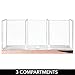 mDesign Plastic Makeup Organizer Caddy Bin with 3 Sections for Bathroom Vanity Countertops or Cabinet: Stores Makeup Brushes, Eye and Lip Pencils, Lipstick, Lip Gloss, Concealers - Clear/Rose Gold
