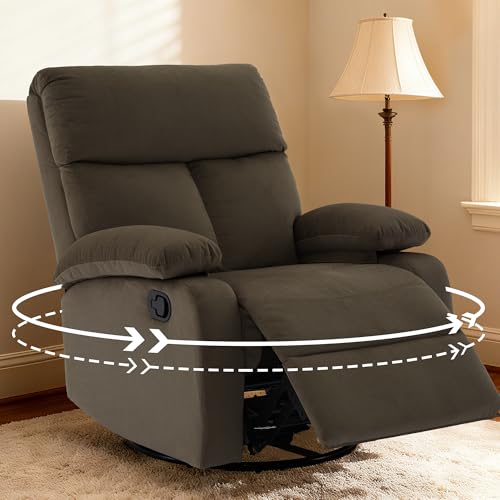 Sillón reclinable giratorio terciopelo marrón oscuro miniatura 1