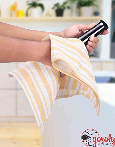 Kitchen Towel, Dish Towel, Tea Towel, Dish Towel For Kitchen, Fall Kitchen Towel, Cotton Quick Dry Kitchen Bar Towels, Super Soft & Absorbent Kitchen Dish Towels - 18X28 Inch 6 Pack- Mustard White #TOP2