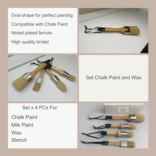 Unique Paint 0004 CHALK PAINT BRUSH BIG Chalk Wax Paint Brush 4Pcs thumb #2
