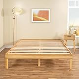 Minimalist King Solid Pine Wood Bed Frame with Japanese-Inspired Design, 9.7-Inch Underbed Storage No Box Spring Needed, Low-Profile 300 lb Capacity for Serene Durable Living Spaces, Natural