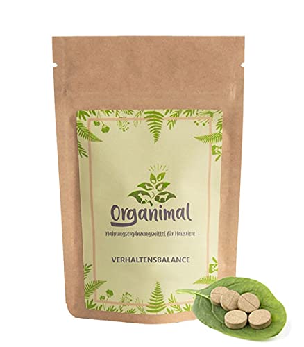 Organimal Verhaltensbalance 90 Tabletten - Natürliches Beruhigungsmittel für Hunde - Mit Baldrian, Melisse & Rosmarin - Entspannungs- & Anti-Stress-Mittel für Hunde - Silvester, Autofahrten, Angst Cover