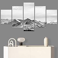 SIGNWIN 5 Panel Canvas Wall Art Modern Art Expressive Landscape Modern Mountain Top Multicolor Photography for Home Decorations Ready to Hang - 60
