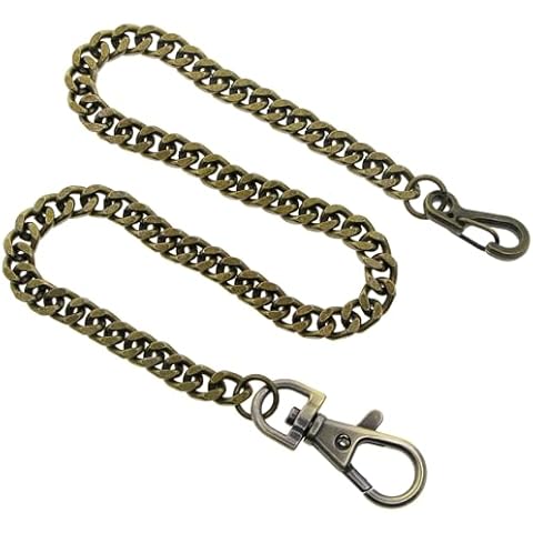 watchvshop Pocket Watch Chain Albert Chain Bronze Color Heavy 7 MM Thick Cuban Curb Link Chain with Swivel Lobster Clasp FC65 Cover