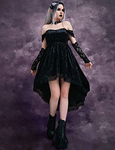 Gothic Clothes Dress,Lace Mini Sleeveless Dress Black Lace Draped Bodycon Goth Vintage Dresses