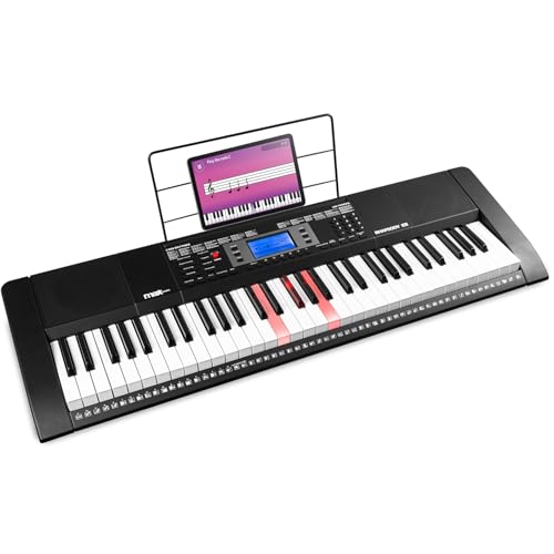MAX Rhapsody61L Keyboard with Light Up Keys - 61 Full-Size Keys, Electronic Music Keyboard for Beginner & Learner with Built-In Speakers and 6 Months Online Lessons