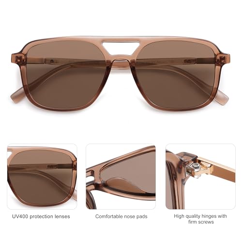 Image of SOJOS Retro Aviator Sunglasses for Women Men,Trendy Rectangle Womens Mens Shades Sun Glasses SJ2202