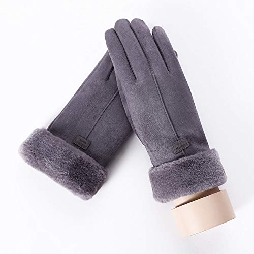 Preisvergleich Produktbild Berrd Winter-weiblicher doppelter starker Plüsch-Handgelenk-Warmer Kaschmir-Netter Radfahrenhandschuh-Frauen-Velourslede... Screen, der Handschuh C Grau fährt