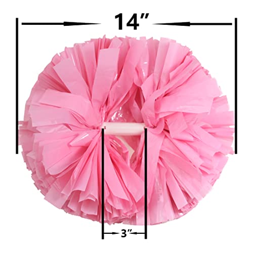 image for Hooshing 2PCS Pink Pom Poms Cheerleading with Baton Handle for Team Sp