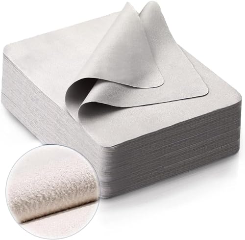 SYOSI Eyeglasses Cleaning Cloth, Lens Clean Cloth Suede Clean Cloth for Eyeglasses, Lenses, Phones, Screens, Camera (50 PCS, Grey)