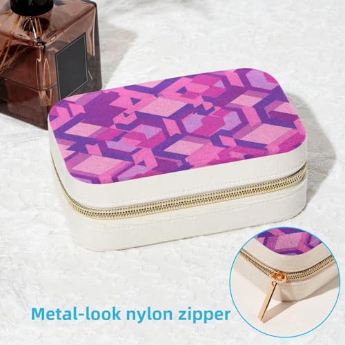 Boîte à bijoux élégante et spacieuse rose au design géométrique raffiné