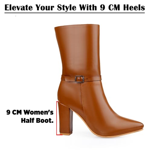 Image of BXXY Elegant Women's Mid-Calf Office, Winter Outings, and All Occasion Wear Boots with 9 CM Block Heel