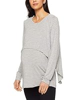 Ripe Maternity Women's Swing Back Nursing Top- Stripe, Grey (Silver Marle/White), M