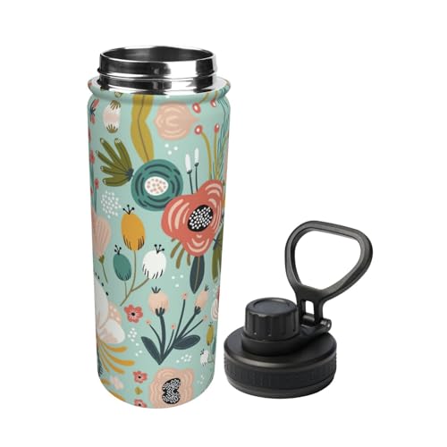 Botella de agua aislada Flowers de acero inoxidable con doble pared térmica 3