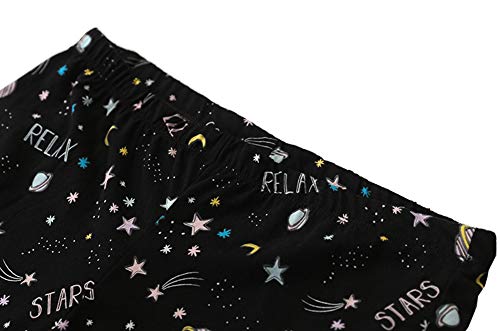 Image of CHUNG Women Cotton Pajama Sets Sleepwear pjs Short Sleeve Shirt Capri Length Crop Pants Cute Vivid Print