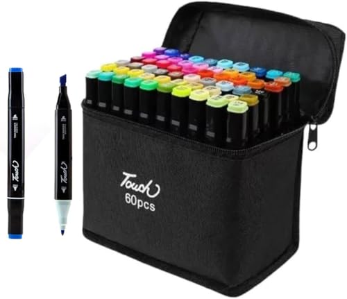 Canetas Para Pintar Bobbie Goods, Canetinhas Coloridas com Ponta Dupla, Marcadores para Desenho Profissional, Estojo Premium. (60 Cores)