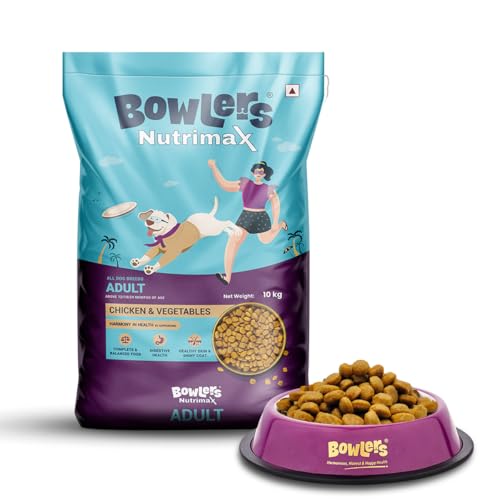 Image of Bowlers Nutrimax Adult Dry Dog Food | Chicken & Vegetables | 10 kg Protein | Smooth Digestion & Healthy Coat Complete & Balanced Nutrition | Enriched with Essential Amino Acids