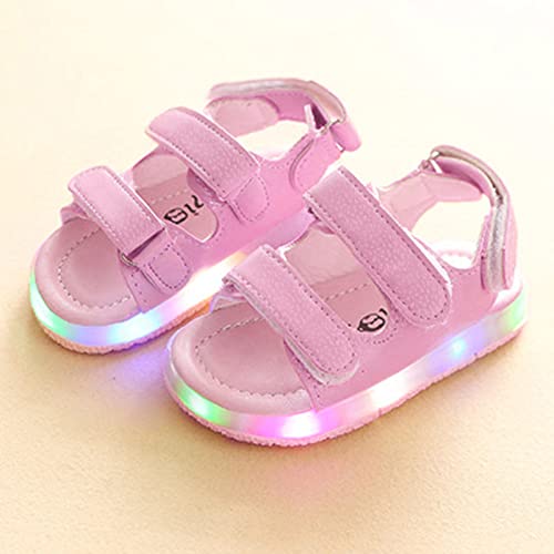 Baby Girls Boys Kid Child LED Sport Luminous Sandals Shoes Non Slip Soft Sole Open Toe Prewalkers (Pink, 3-3.5 Years)2