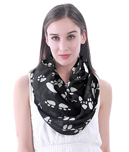 Lina & Lily Dog Cat Paw Print Women's Infinity Scarf Lightweight
