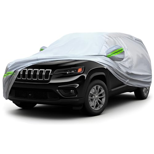 KEYOOG 6-Layer Full Car Cover is All-Weather Waterproof, Universal in All Seasons, Snow Prevention, Rainproof, Acid Rainproof, Sunscreen, Ultraviolet-Proof, Applicable to SUV and MPV (181