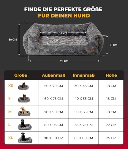HS-Hundebett® Kuschelbett Deluxe Exklusiv XS (50x70 cm) – Orthopädisches Hundebett mit Memory Foam & Anti-Rutsch – Waschbar – Anthrazit – Made in DE