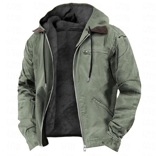 darkwear military cargo wire jacket 退廃 Men's Winter Coat Military Jacket with Hood Sherpa Fleece Lined