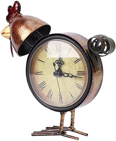 European Vintage Style Chicken Shaped Iron Clock Desk Clock Retro Table Clock Home Ornament Craft Table Clock