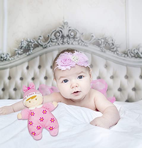 June Garden 9\" My First Doll Sienna - Soft Plush Baby Doll with Rattle - Pink Outfit - Thumbnail 6