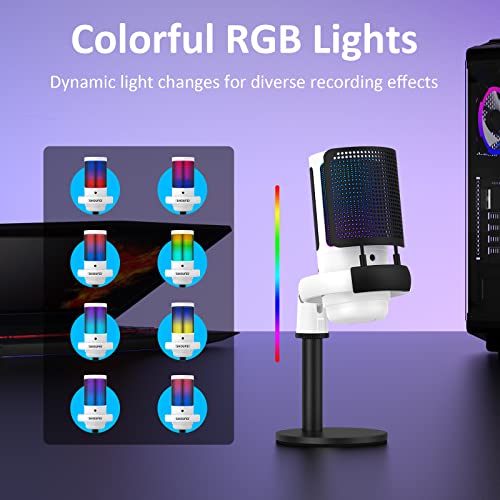 Shoufei Usb Condenser Microphone For Pc, Mac, Streaming, Recording, Podcasting, Computer Cardioid Gaming Mic With Pop Filter, Gain Control, Premium Studio Quality, Plug And Play, White #TOP1