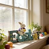 Cbumane Easter Decorations Easter Bunny Decor, Easter Bunny Decor Spring Easter Indoor, for Easter Decorations for Home for Mantel, Living Room, Bedroom, Office and Garden