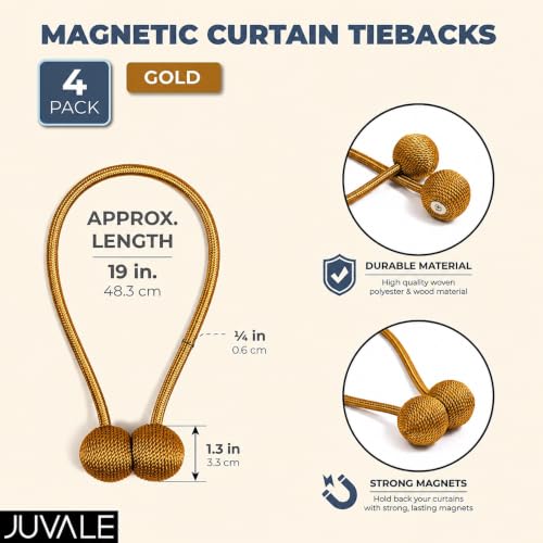 Image of Home Cloud Magnetic Curtain Tiebacks Curtain Drape Holdbacks Clips Rope Holder Buckles for Home Bedroom Office (1 Pair 2pcs) (L Brown)