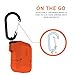 URBAN ARMOR GEAR UAG Compatible with AirPods (1st Gen & 2nd Gen), Full-Body Protective Rugged Water Resistant Soft-Touch Silicone Case with Detachable Carabiner, Orange/Dark Grey