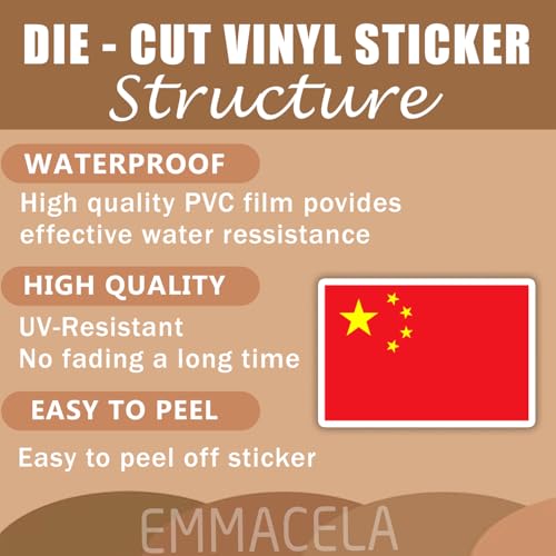 Image of (3PCS) China Flag stickers, Countries Flag Stickers - Waterproof Vinyl Decals For Laptops, Tumblers, Water Bottles, Books, Scrapbooks, Size 3 x 2 Inch