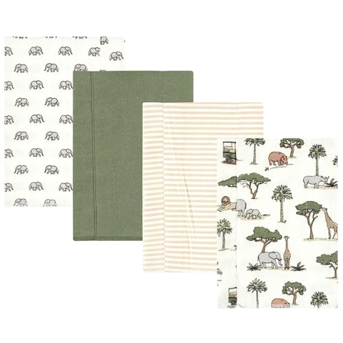 Image of Hudson Baby Unisex Baby Cotton Flannel Burp Cloths, Going On Safari 4-Pack, One Size