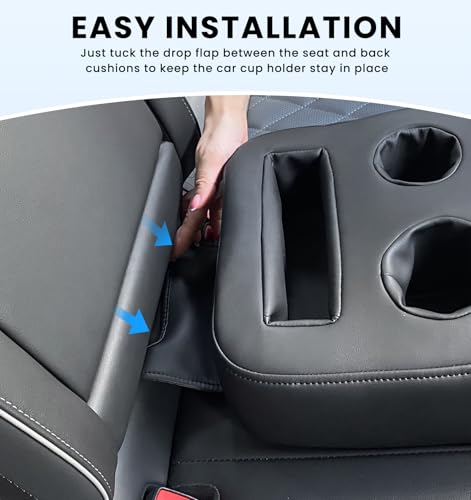 Car Cup Holder, Back Seat Cup Holder for Car, PU Leather Couch Sofa Bed Cup Holder Expander Tray, Boat Tray, Organizer for Trucks, Minivans, SUVs, RVs, Vehicles, Holds Drinks, Remote, Snacks