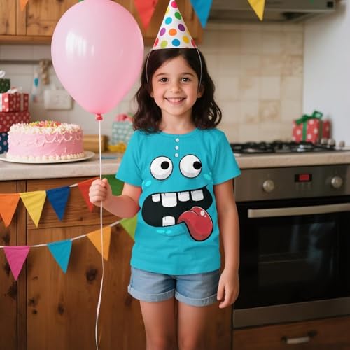 Girls Short Sleeve T-Shirt with Button Summer Breathable Waffle Casual Loose Fit Basic Tees for 2-16 Years3