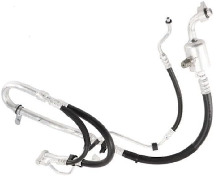 KarParts360 For Chevy Silverado 1500 2017 2018 2019 Air Conditioning Compressor Hose Assembly | Aluminum, Rubber | Fitting Block End 1 and 2 | Molded | Included Switch Service Port | For