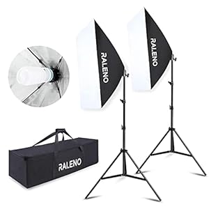 RALENO Softbox Lighting Kit, 20X28-Inch Softbox Photography Lighting with LED Bulbs(50W | 5500K | TLCI≥97), Streaming Lighting for Video Rcording Photoes Portraits YouTube | Model: PS40