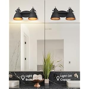 Industrial Bathroom Vanity Light Fixture, 2-Light Wall Mounted Vanity Lamp Over Mirror, Black Metal Frame, AD-2151-2W Industrial Bathroom Vanity Light Fixture 2 Light Wall Mounted Vanity Lamp Over Mirror Black Metal Frame AD 2151 2W