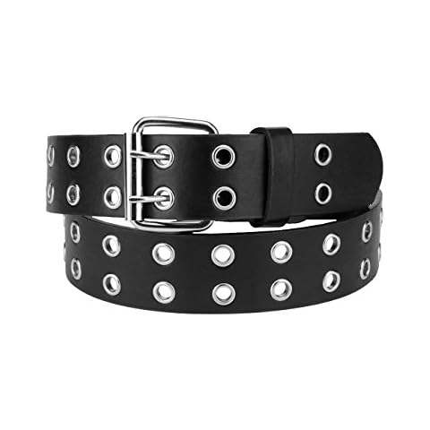 NYFASHION101 Solid Rich Fashion Color Double Grommet Belt - BW9915A - Black - XXXXXX-Large Cover