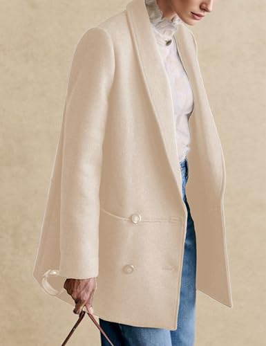 Womens Wool Coat Casual Winter Double Breasted Peacoat Trench Jacket Outwear3