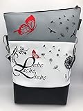  Handtasche Lebe Liebe Lache Rot Tasche Foldover Schultertasche