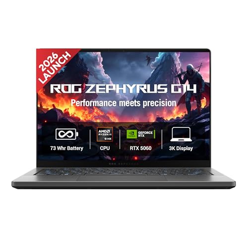 Image of ASUS ROG Zephyrus G14 (2026),AMD Ryzen AI 9 465,RTX 5060-8GB,32GB RAM,2TB SSD,3K OLED,14 inch(35.5 cm),120Hz,Windows 11 Home,M365 Basic(1Y),Office 2024,Eclipse Gray,1.5 Kg,GA403GM-SY132WS,Gaming Laptop